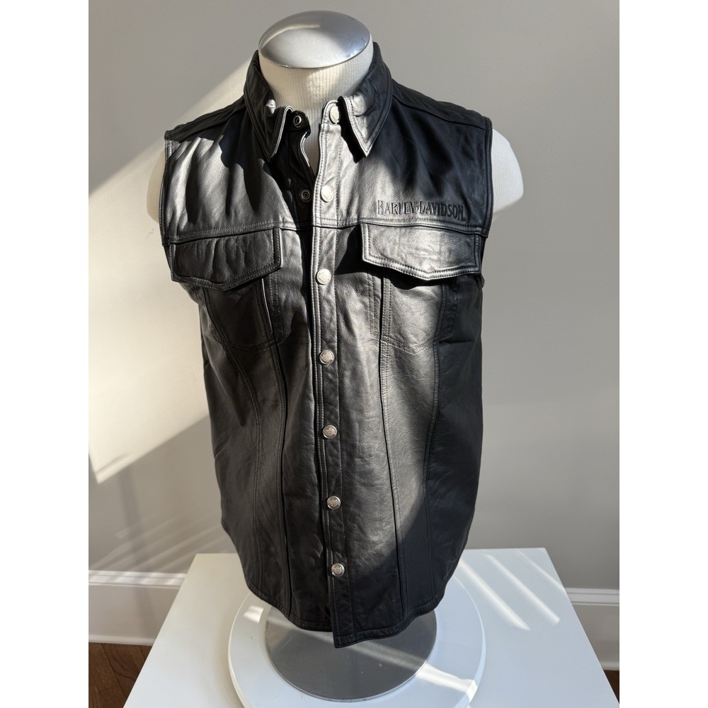 Harley Davidson Men's Switchback Blade Skull Black Leather Jacket XL - Picture 2 of 13